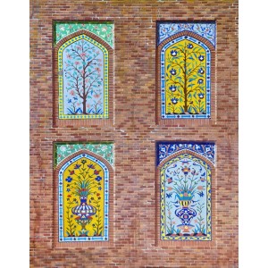 S. M. Fawad, Wazir Khan Mosque - Lahore, 48 x 64 Inch, Oil on Canvas, Realistic Painting, AC-SMF-264
